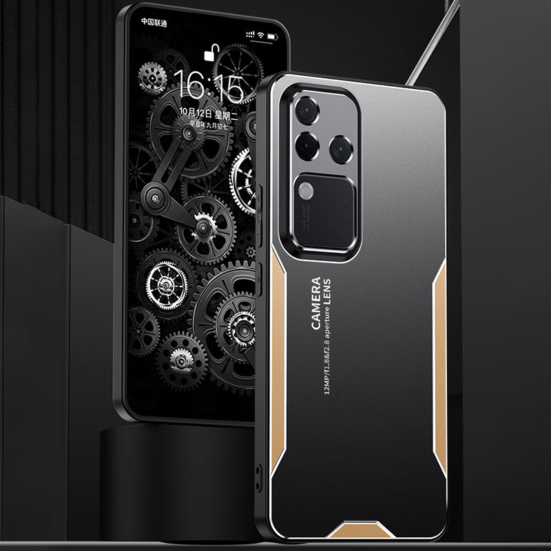 For vivo S18 Pro 5G Mobile Phone Case Shockproof Aluminum Alloy+PC+TPU Phone Shell - Gold For vivo S18 Pro 5G Mobile Phone Case Shockproof Aluminum Alloy+PC+TPU Phone Shell - Gold